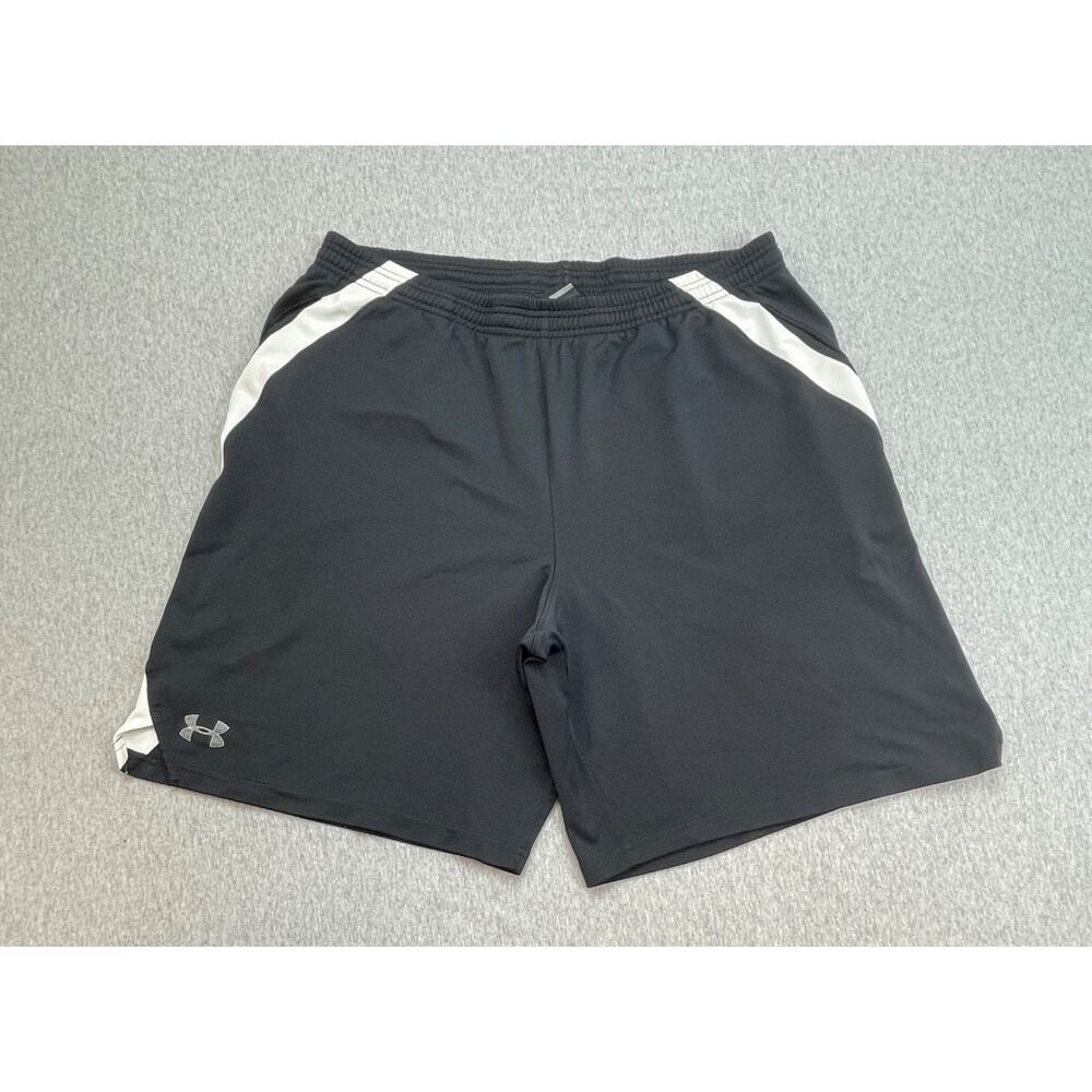 Under Armour Shorts Men Large Black Performance Drawstring Elastic 9" Inseam